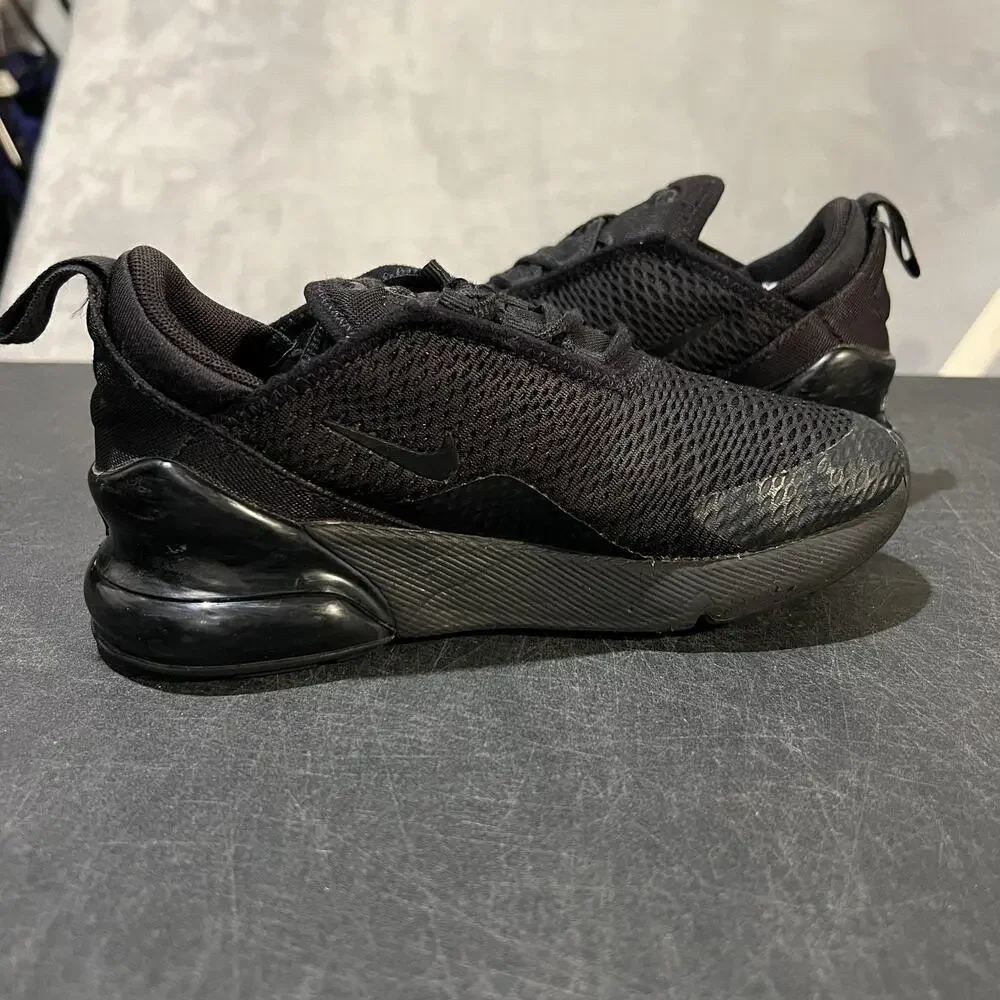 Nike Air Max 270 Shoes Youth Size 1Y Black Triple Black Mesh Sneakers AO2372-006